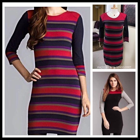 FRENCH CONNECTION SHIFT KNIT STRIPED DRESS A2C - Picture 5 of 8